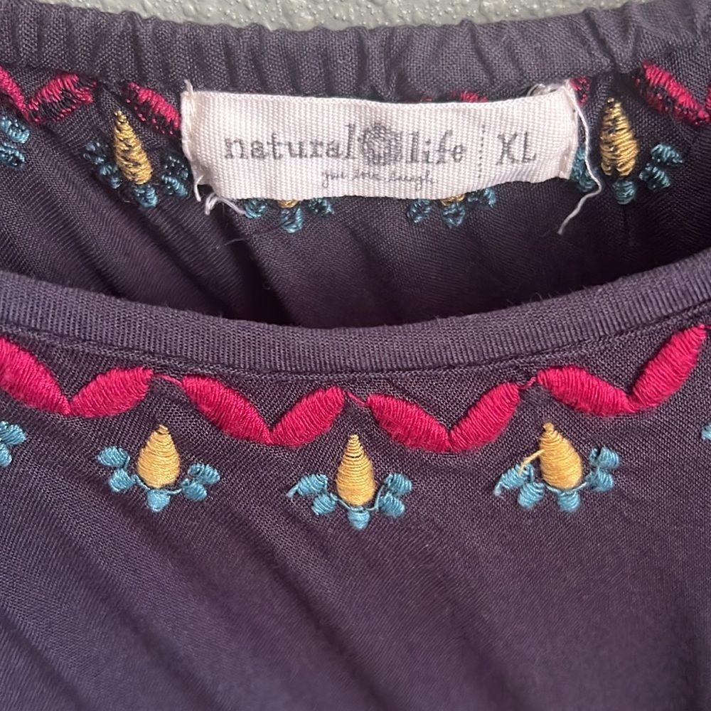 Natural Life Boho Sara Floral Embroidered Mini Dress / Top XL - Picture 2 of 9